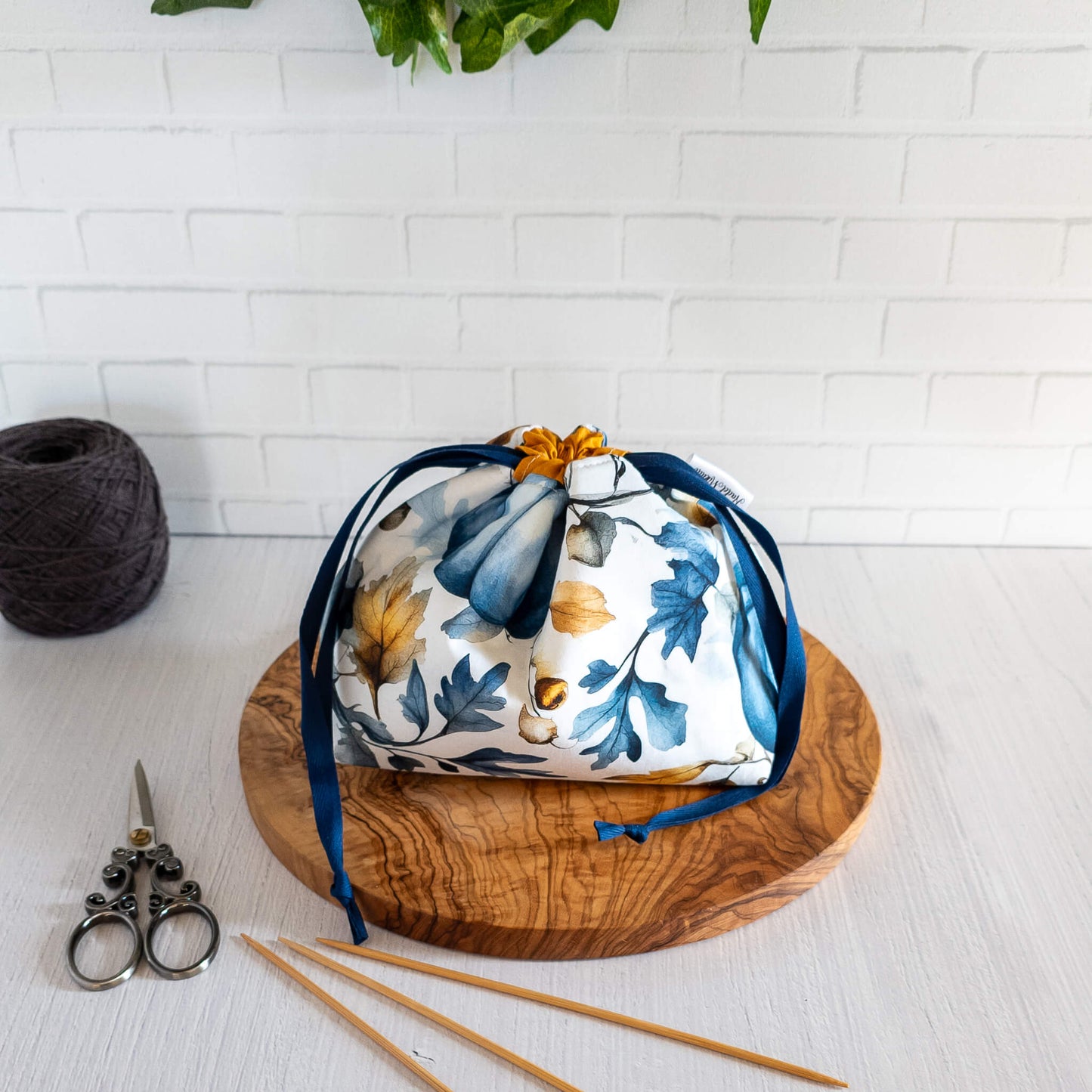 Projektbeutel Größe S | Kinchaku Beutel | Motiv: Kürbis