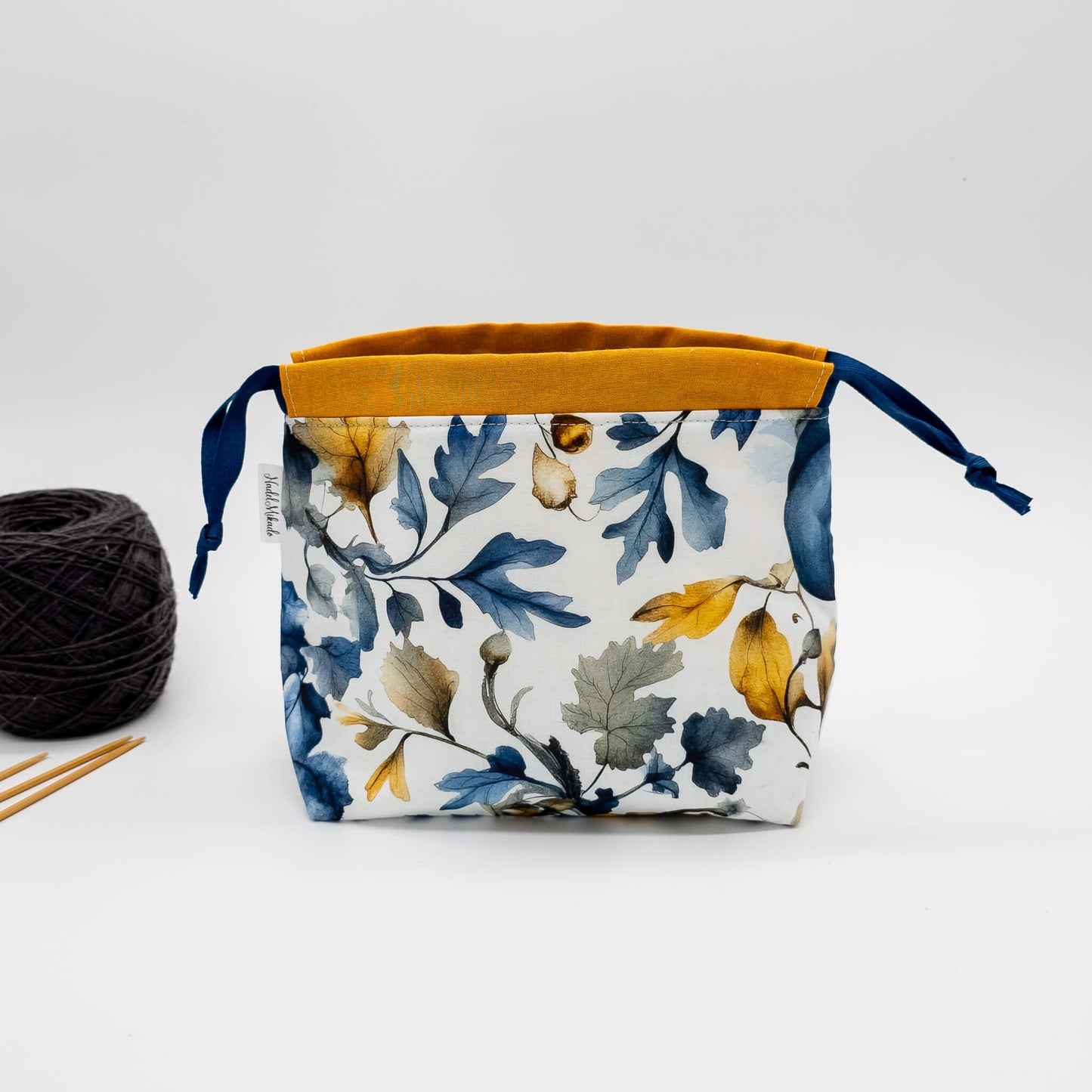 Projektbeutel Größe S | Kinchaku Beutel | Motiv: Kürbis