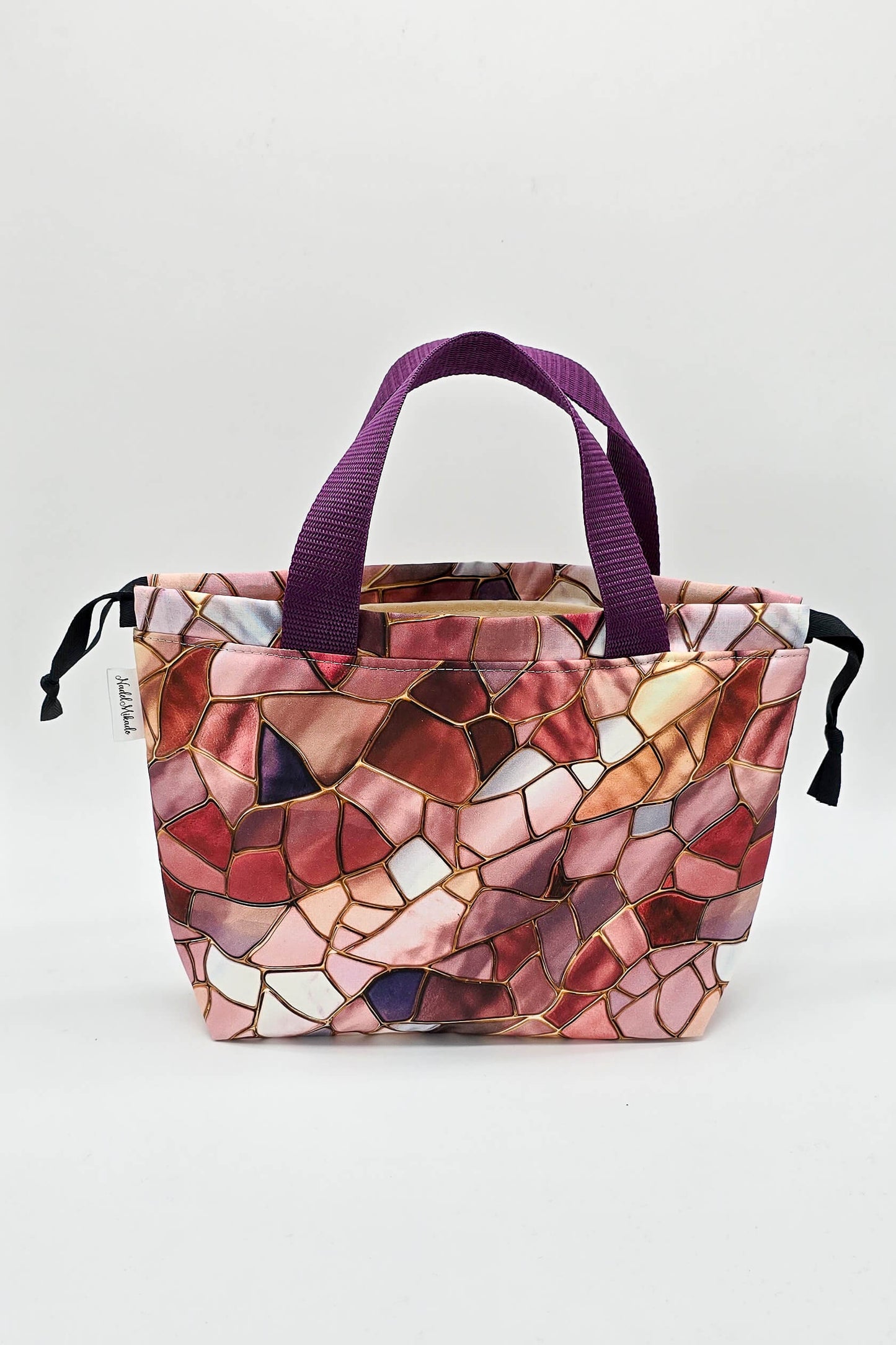 Stricktasche aus Baumwolle mit Volumenvlies, stabil und geräumig, ideal für kleine Strickprojekte unterwegs