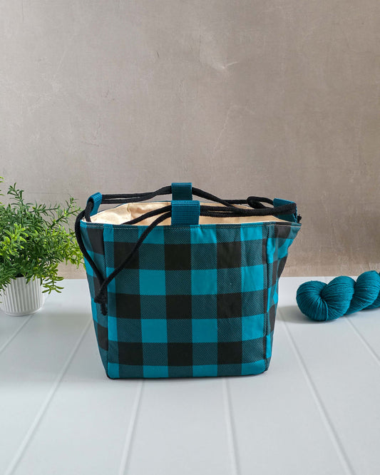 Aska Bag – Deep Teal Check - Stricktasche