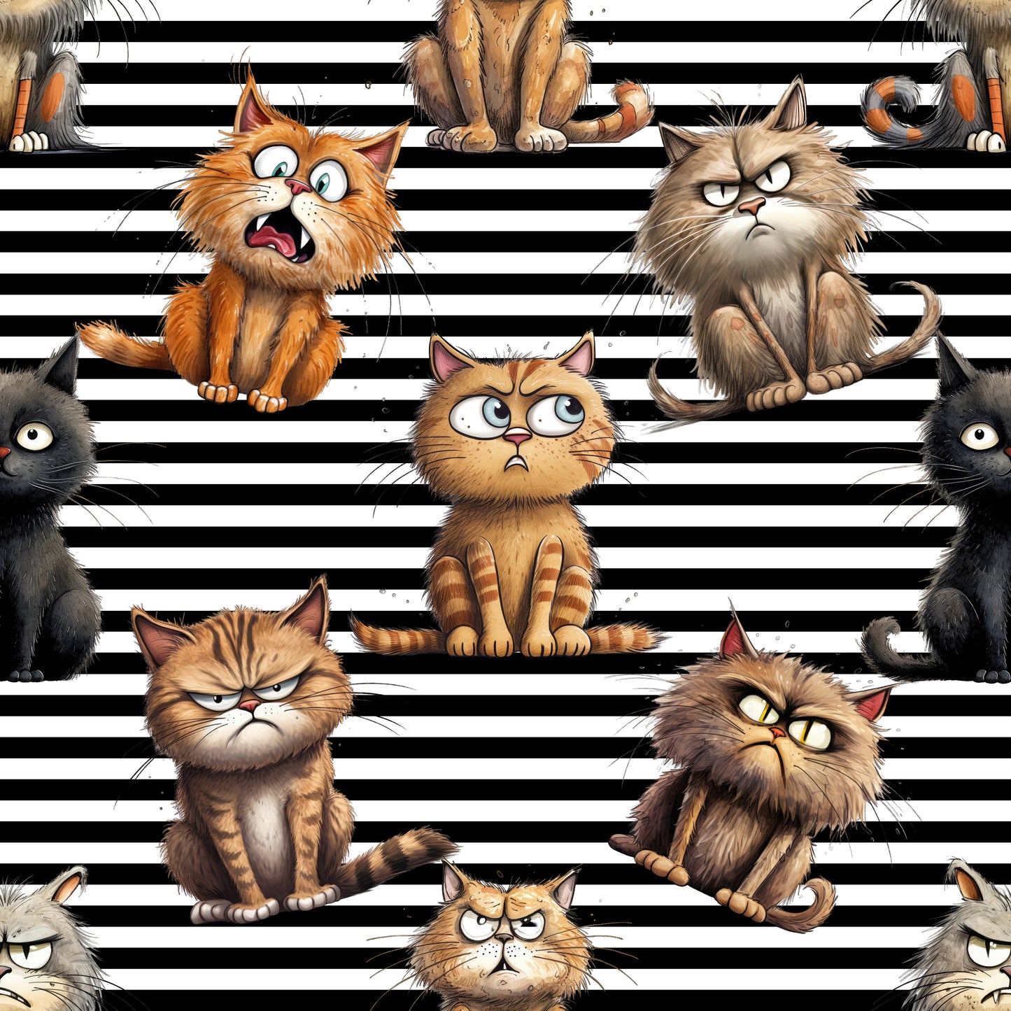 Baumwollstoff Funny Cats - Vorbestellung