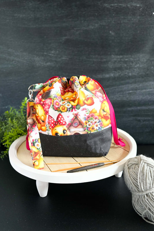 Stricktasche "Daisy Duckling" mit Volumenvlies-Futter für extra Stand und stabile Form