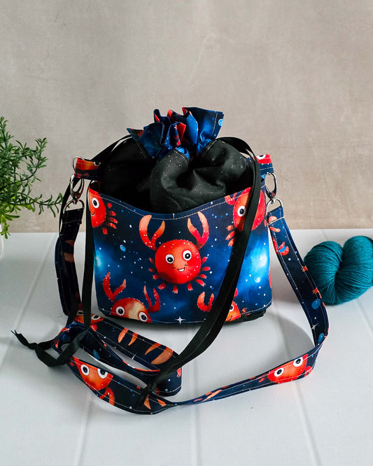 Projektbeutel mit Trageriemen, ideal für Strickprojekte bis 400 g Wolle