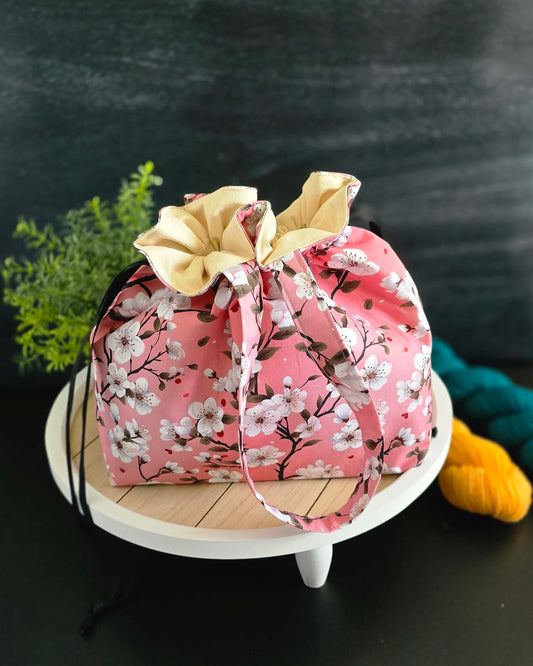 Projekttasche aus Baumwolle mit Kirschblütenmuster