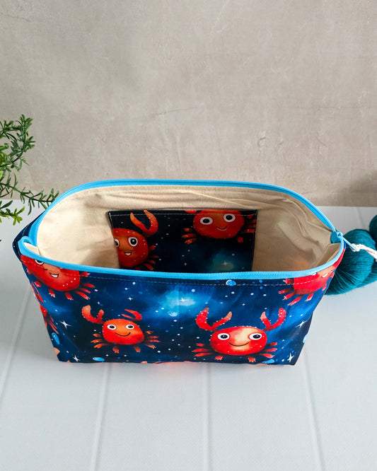 Projekttasche mit Krebsen und Reißverschluss