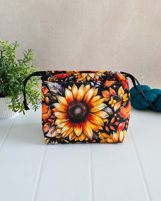 Projekttasche Autumn Sunflower – Sonnenblume & Herbstblätter