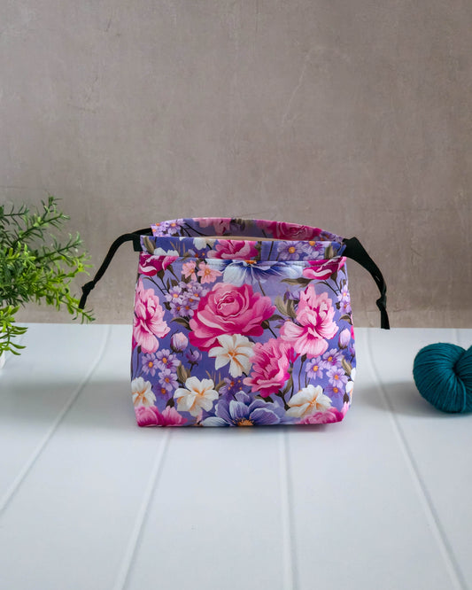 Lyra Bag - Floral Symphony - kleiner Projektbeutel für Stricken