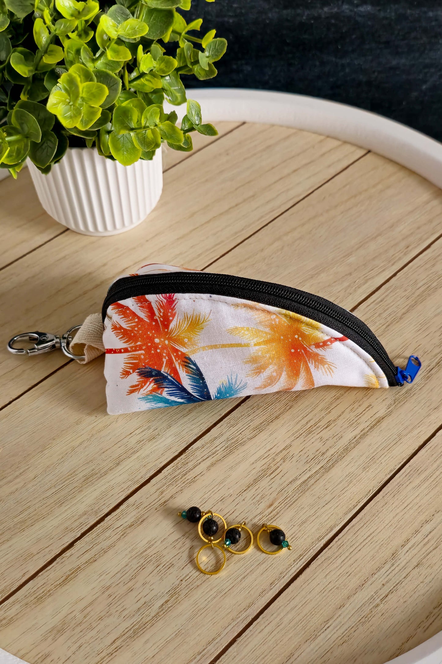Handgenähte Tasche für Maschenmarkierer und Kleinkram