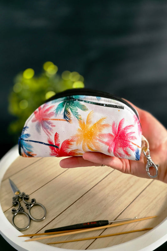 Bunte Projekttasche aus Baumwolle mit Reißverschluss, ideal für Stricknadeln, Maschenmarkierer und mehr