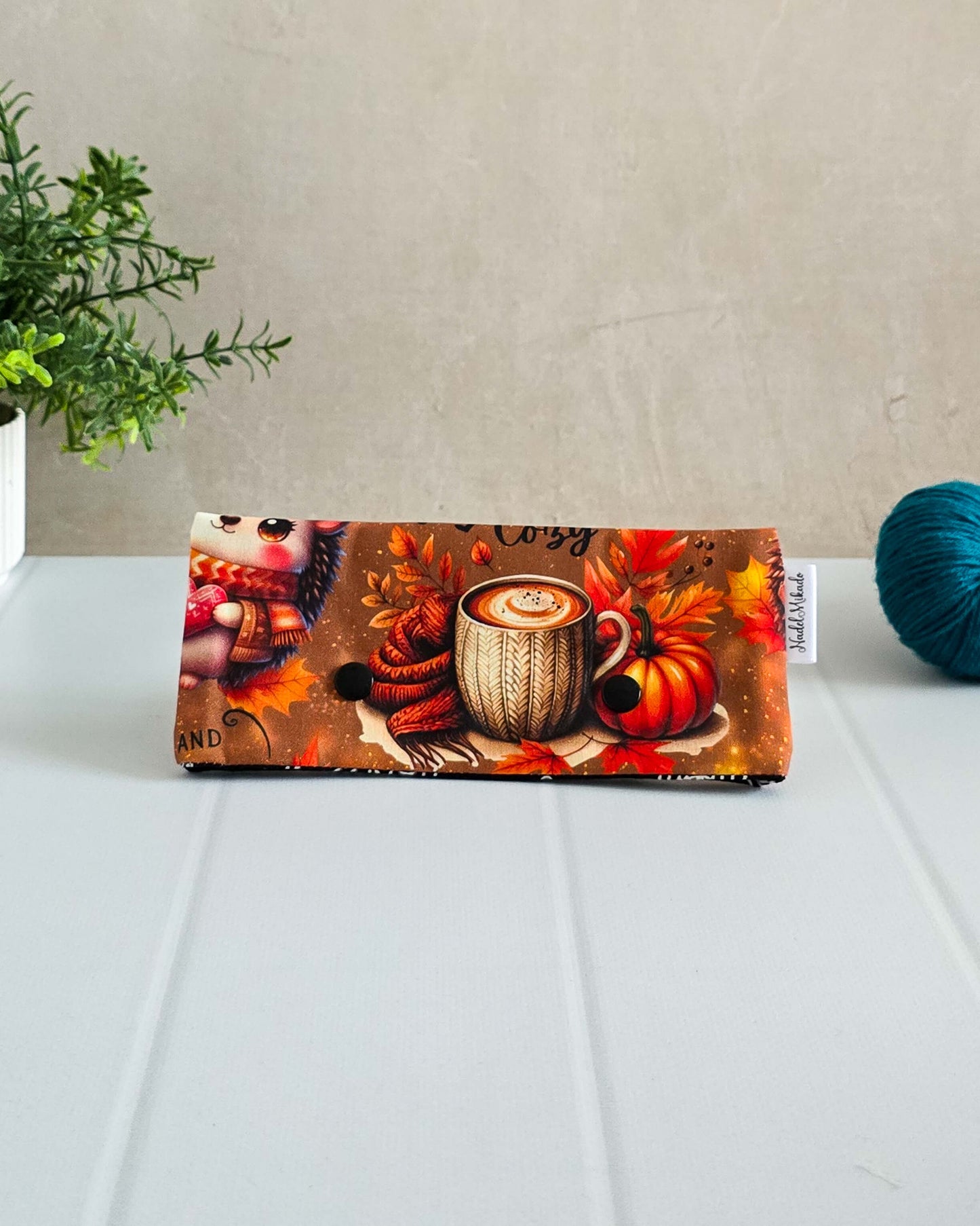 Projekttasche Cozy Hedgehog – Igel, Kürbisse & Herbstzauber