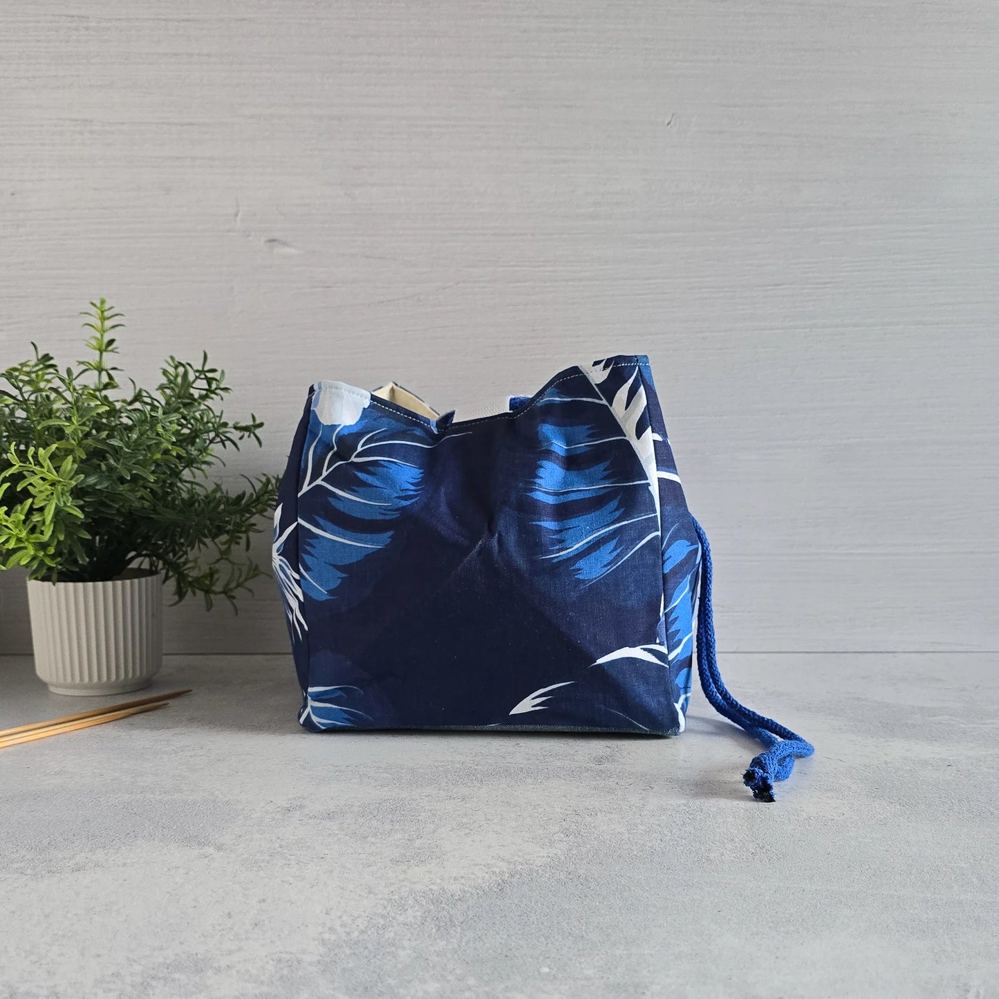 Rice Bag | Projektbeutel Größe M | Motiv: Blaues Blumenmeer