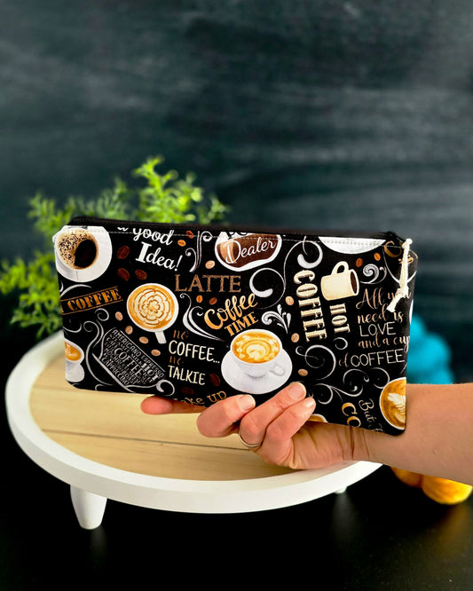 Zubehörtasche für Strickzubehör mit Kaffeetassen-Design