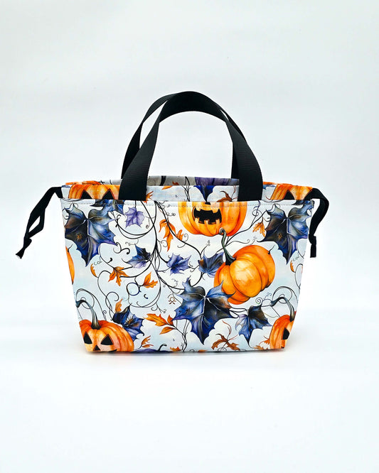 Projekttasche Alva Bag Moonlit Pumpkin – handgenäht in Bayern von Nadelmikado für Strickprojekte