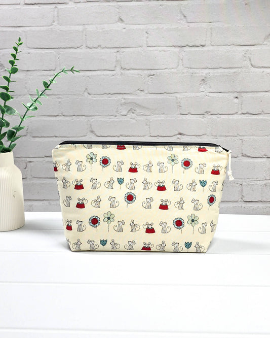 Projekttasche für Sockenprojekt mit Mäuse Design