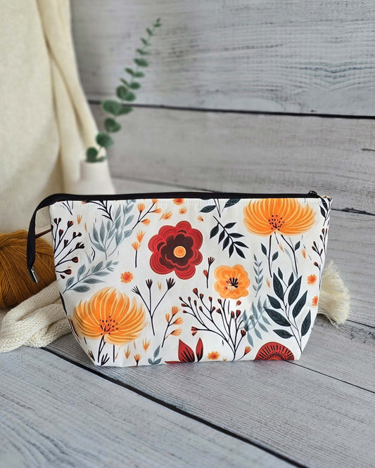 Knit’n Keep „Floral Autumn" - Nadelmikado - handgenähte Projekttasche aus Bayern