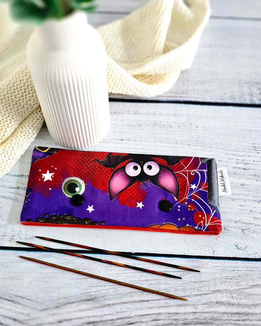 Nadelgarage Pumpkin Night, Stricknadel-Aufbewahrung mit Halloweenmotiv, Bayern, Nadelmikado, Handmade