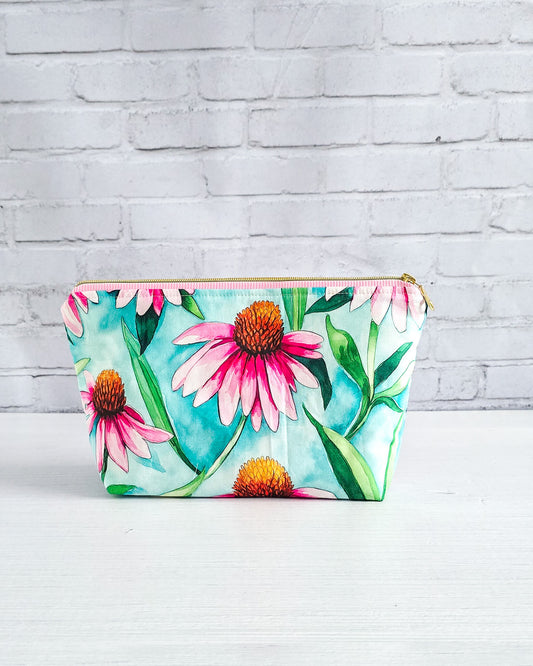 Projekttasche Isvind S Summer Coneflower mit Sonnenhut-Blüten im Aquarellstil - handgenäht in bayern von Nadelmikado