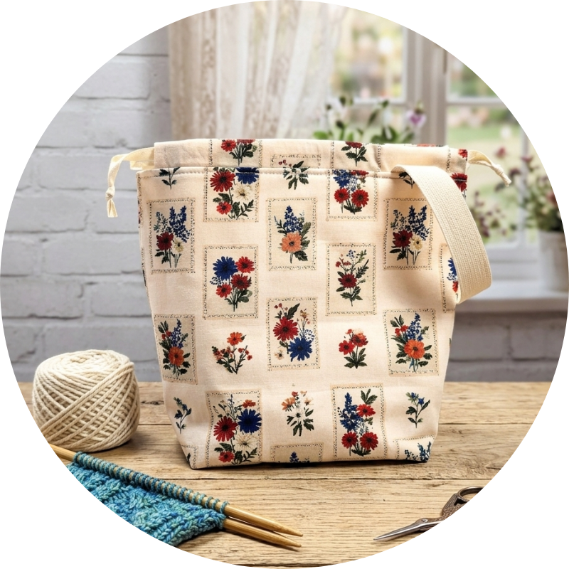 Projekttaschen aus Baumwollstoffen mit floralen Mustern -handgenäht in Bayern von Nadelmikado