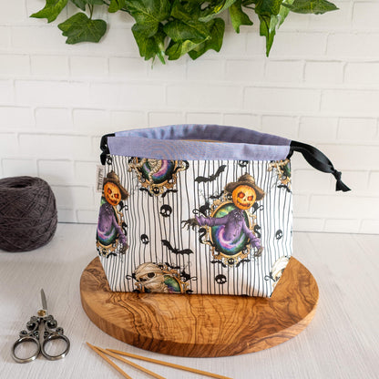 Projektbeutel Größe S | Kinchaku Beutel | Motiv: Vogelscheuche