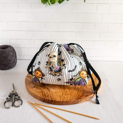 Projektbeutel Größe S | Kinchaku Beutel | Motiv: Vogelscheuche