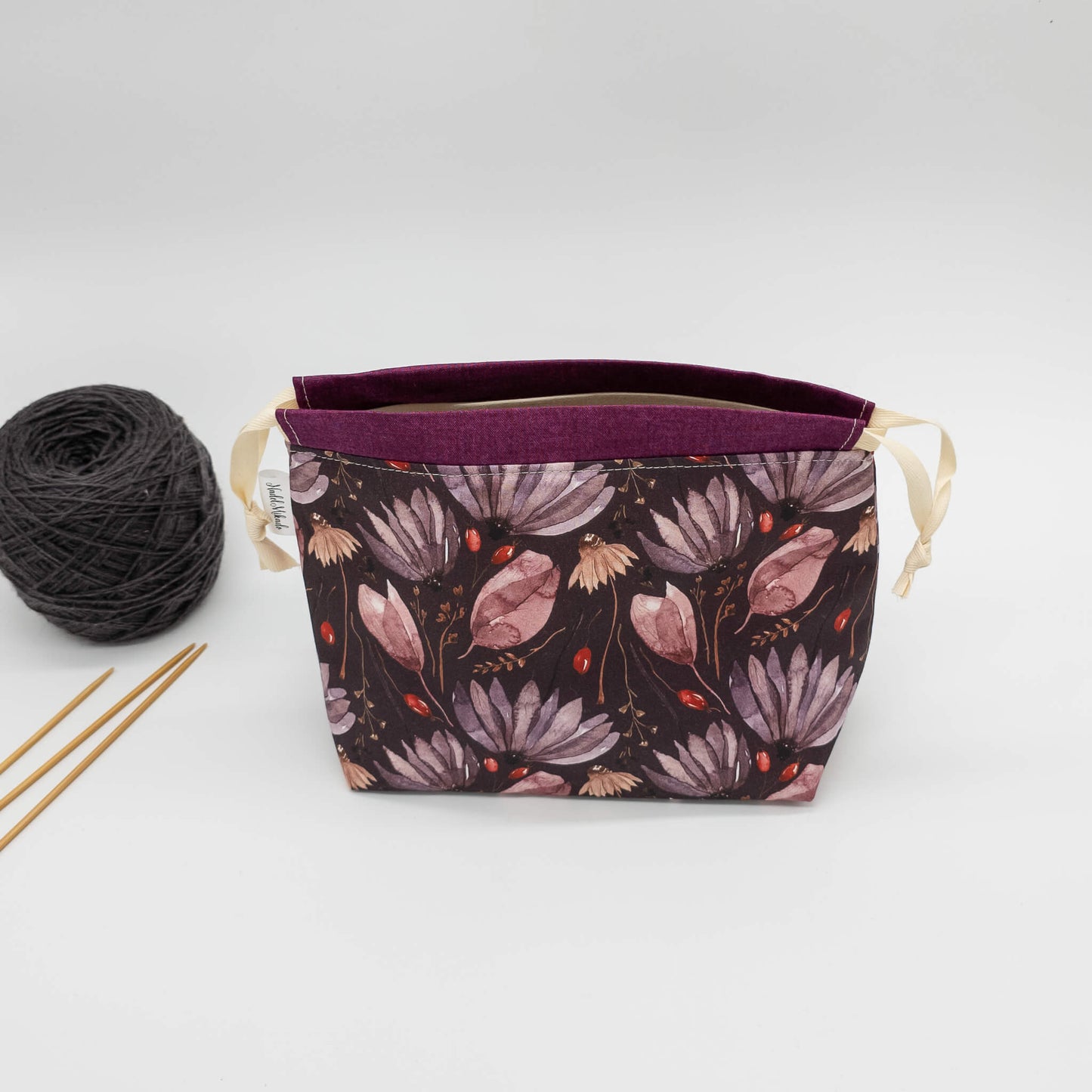 Projektbeutel Größe S | Kinchaku Beutel | Motiv: Floral