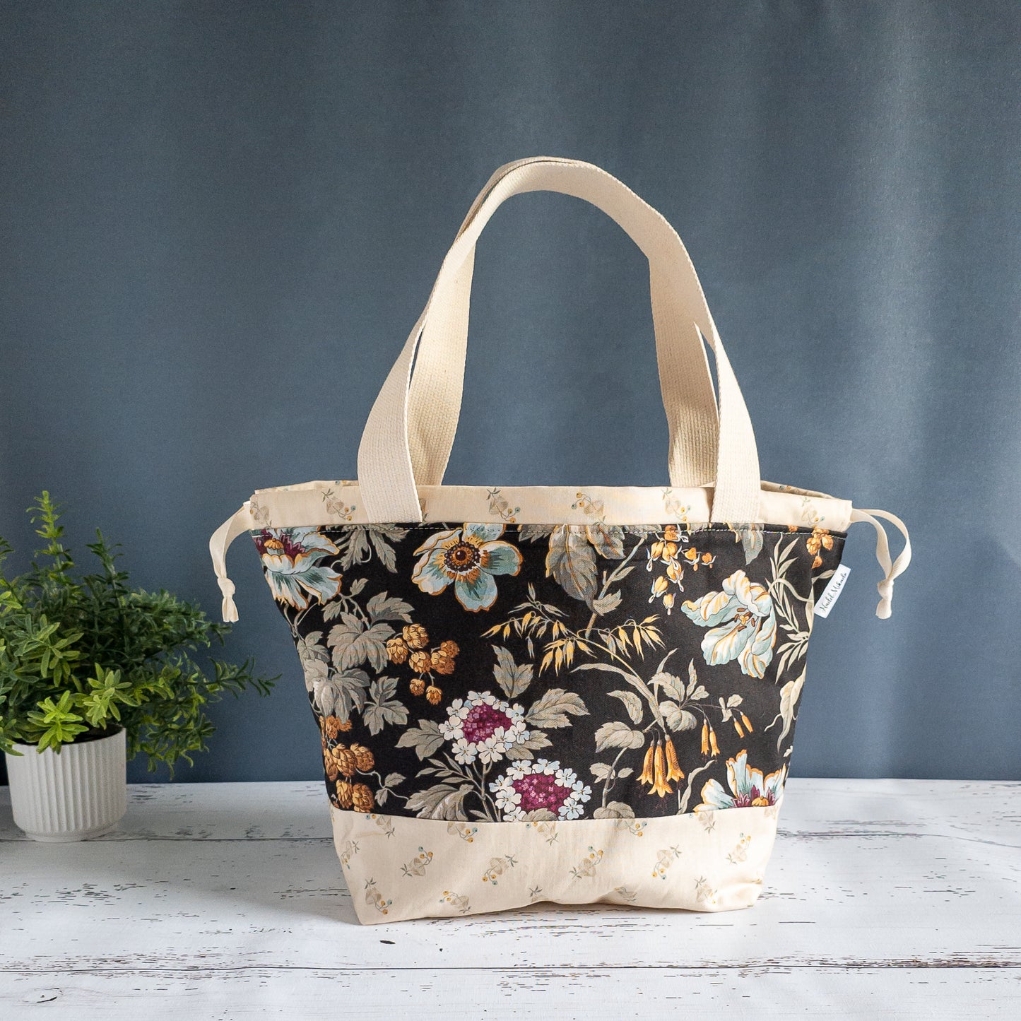 Projektbeutel handgenäht Baumwollstoffe Vintage Blumen