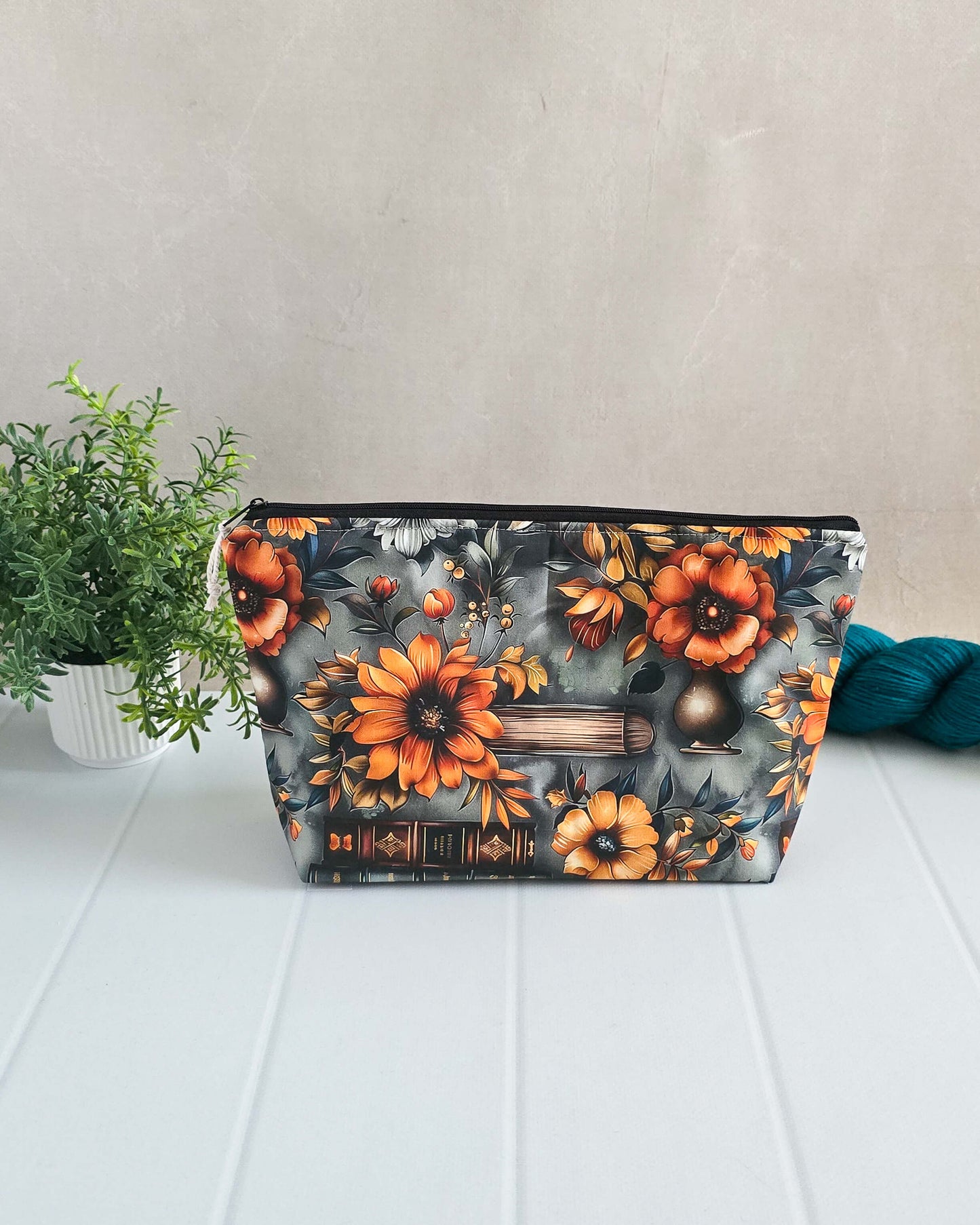 Projekttasche Autumn Bloom – Florales Muster in Herbstfarben