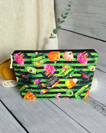 Knit’n Keep Projekttasche „Candy Horror“ – Halloween Edition - Nadelmikado - handgenäht aus Bayern