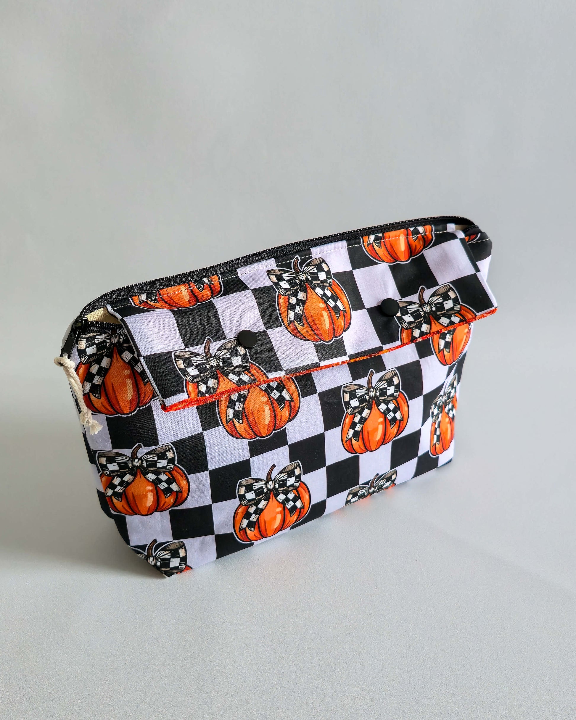 Knit’n Keep Projekttasche „Pumpkin Chic“ – Halloween Edition - Stricktasche mit integrierter Nadelgarage