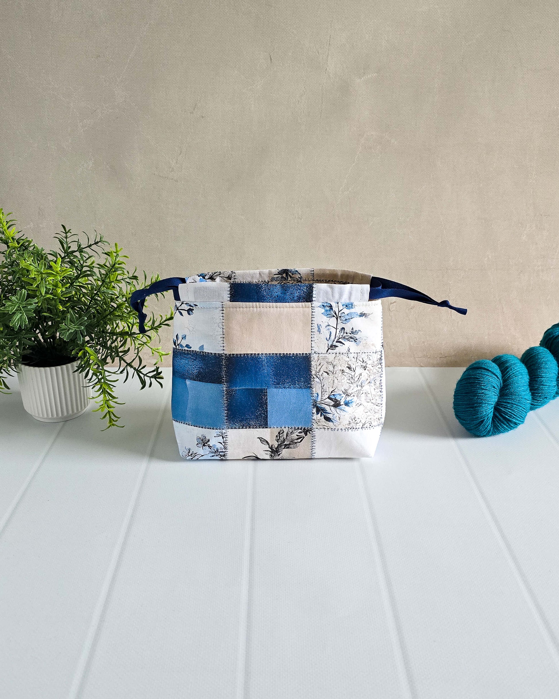 Projekttasche mit Kordelzug – ideal zum Socken stricken