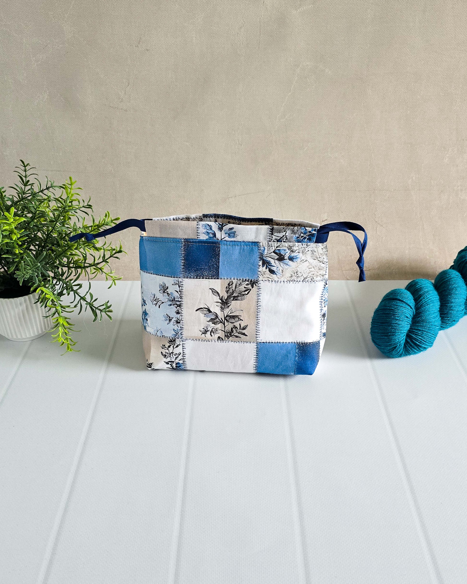Projekttasche mit Kordelzug – ideal zum Socken stricken