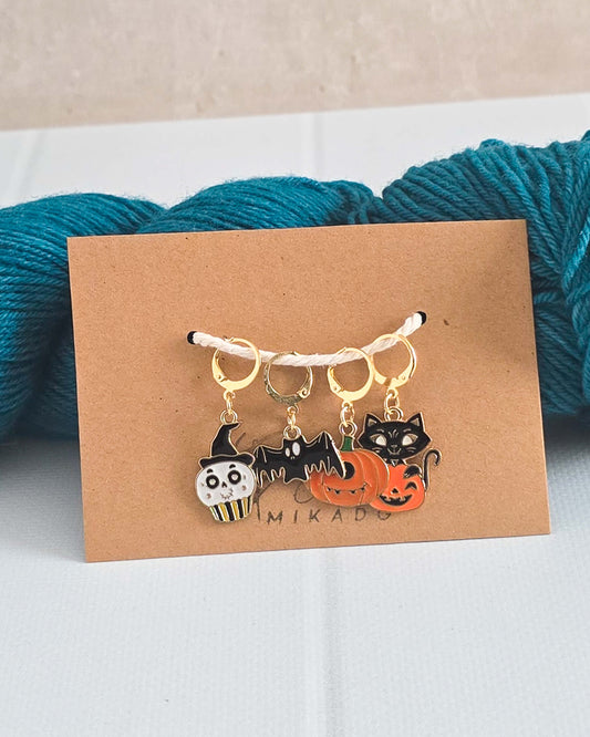 Maschenmarkierer Set Halloween | Cupcake, Fledermaus, Kürbis & Katze