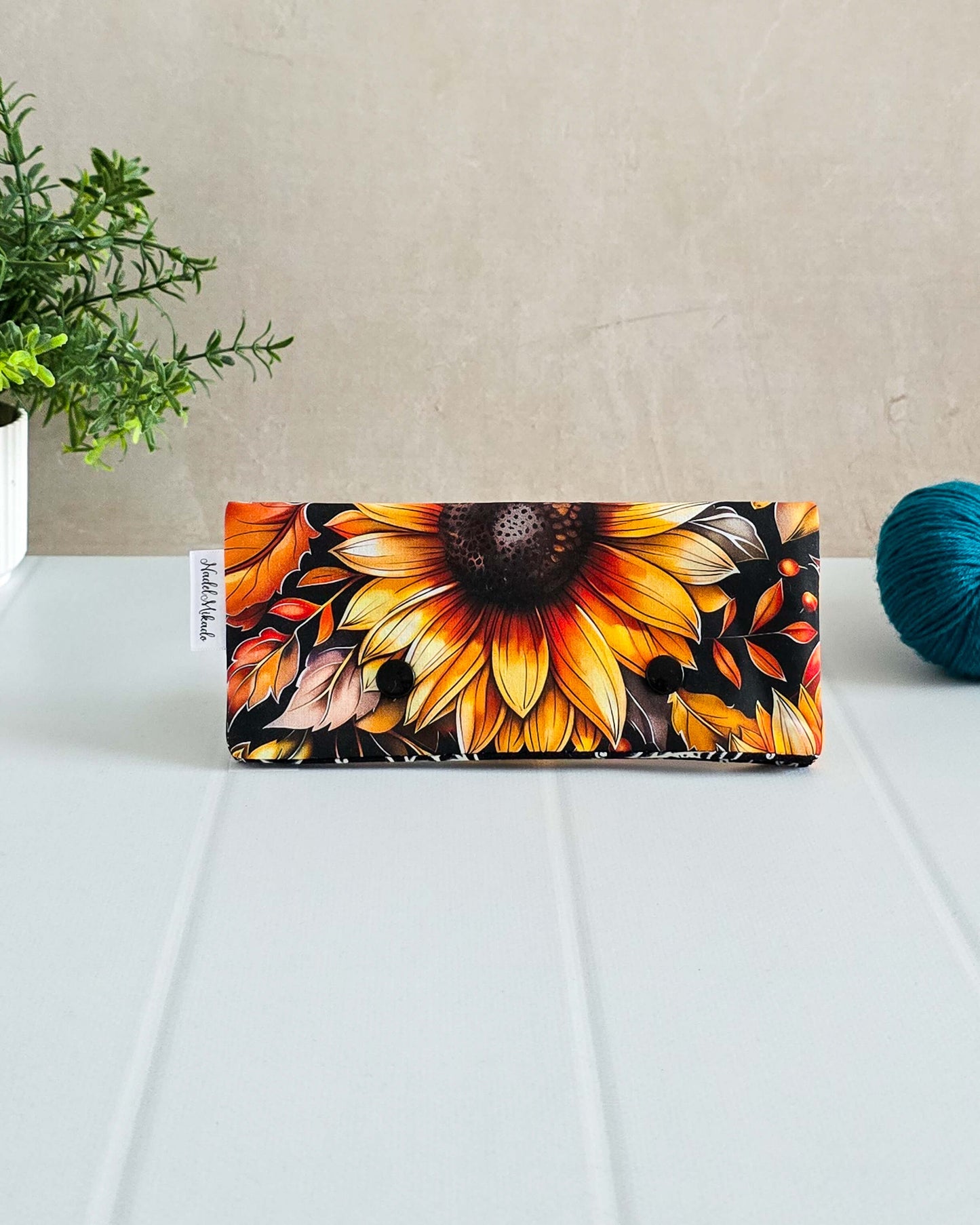 Projekttasche Autumn Sunflower – Sonnenblume & Herbstblätter