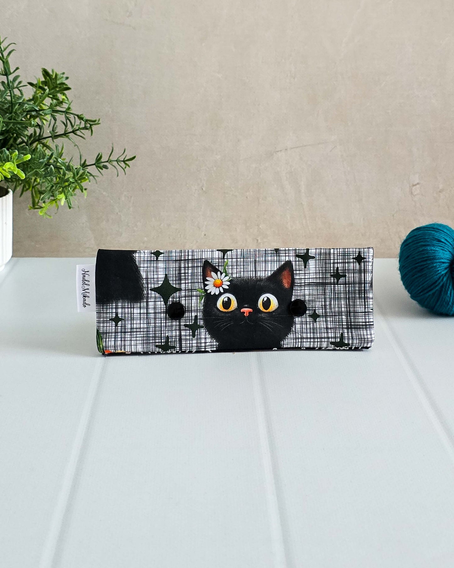 Projekttasche Black Cat & Pumpkin – Katze, Kürbis & Spinnennetz