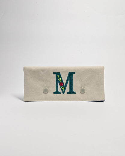 Nadelgarage mit Monogramm - petrol – Nadelmikado – handgenäht in Bayern