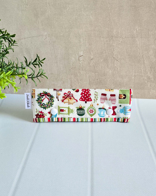 Nadelgarage 15 cm – Handgenähtes Etui für Nadelspiele im festlichen Weihnachtsdesign.