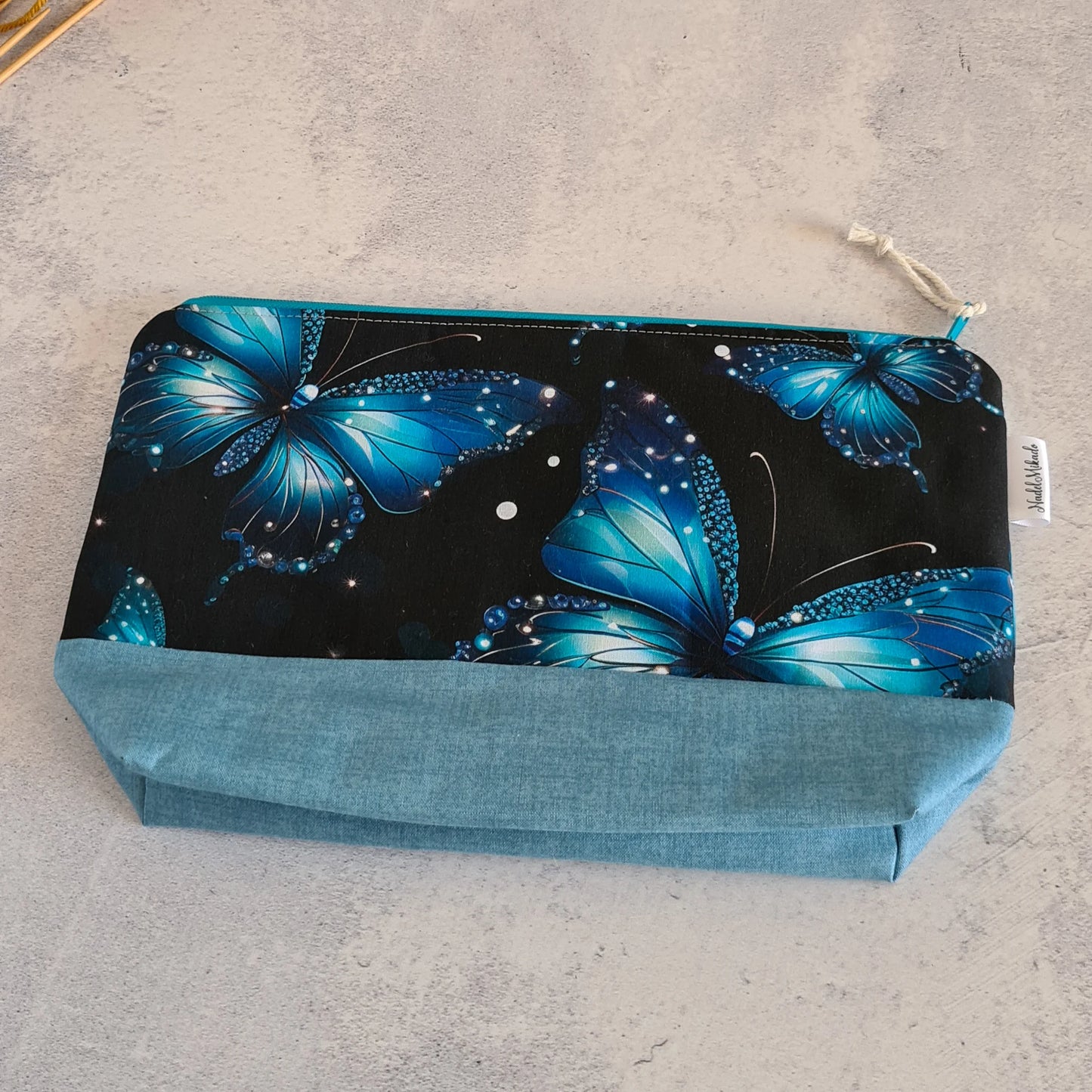 Blaue Schmetterlinge - Projekttasche Größe S