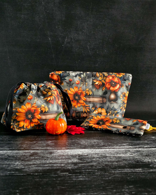 Projekttasche Autumn Bloom – Florales Muster in Herbstfarben