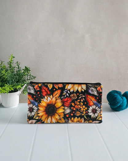 Projekttasche Autumn Sunflower – Sonnenblume & Herbstblätter