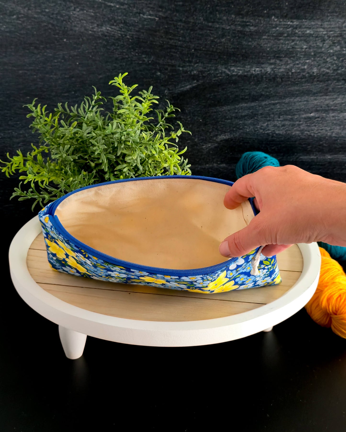 Handgefertigte Zubehörtasche für Häkel- und Strickzubehör