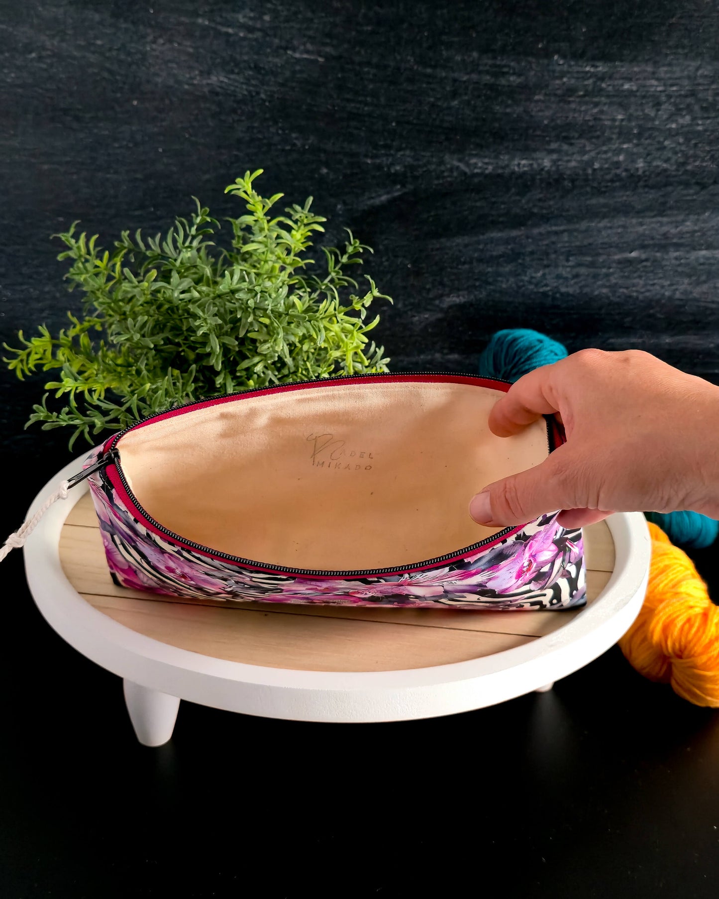 Innenansicht der handgenähten Stricktasche