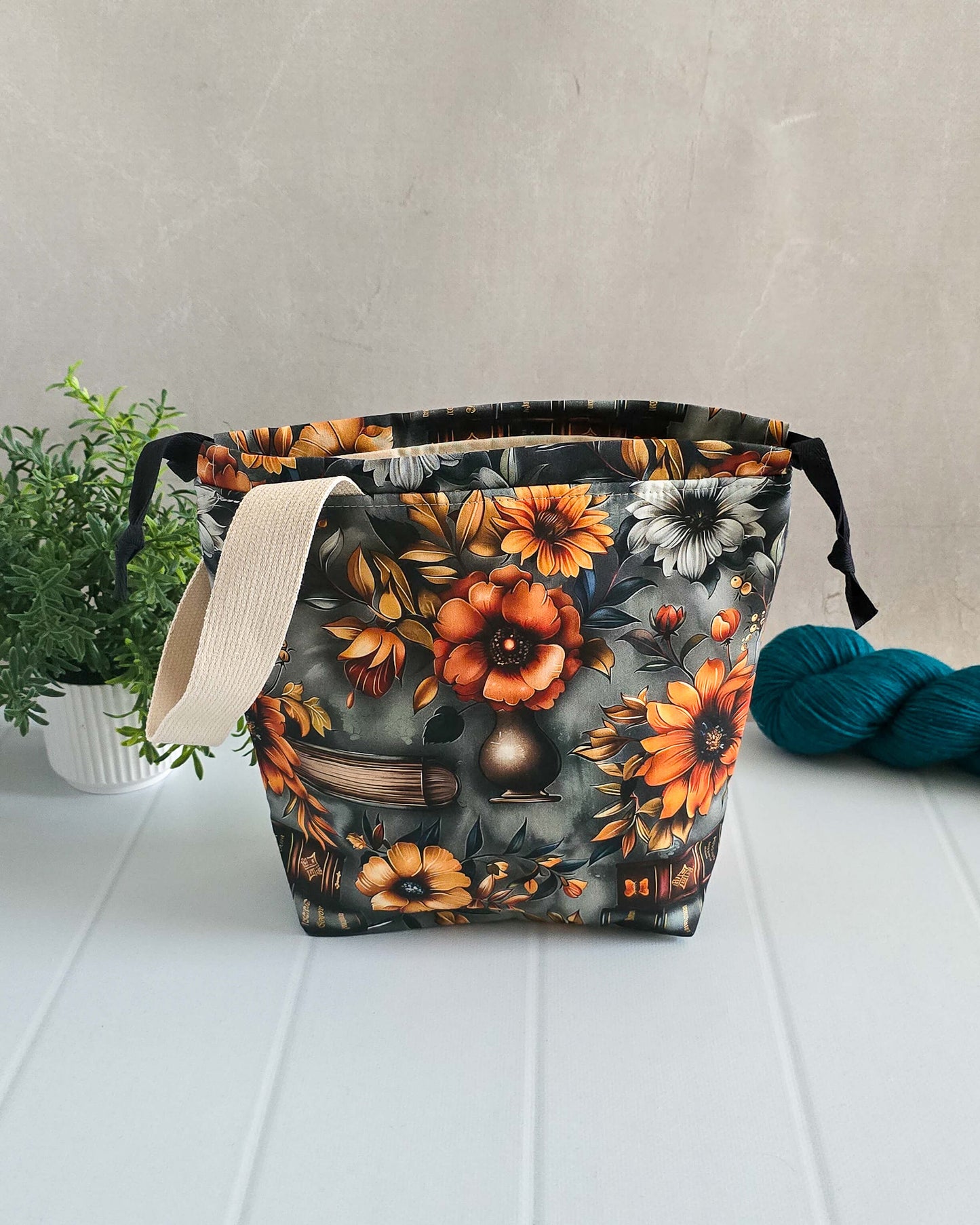 Projekttasche Autumn Bloom – Florales Muster in Herbstfarben