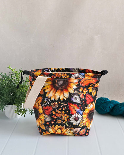 Projekttasche Autumn Sunflower – Sonnenblume & Herbstblätter