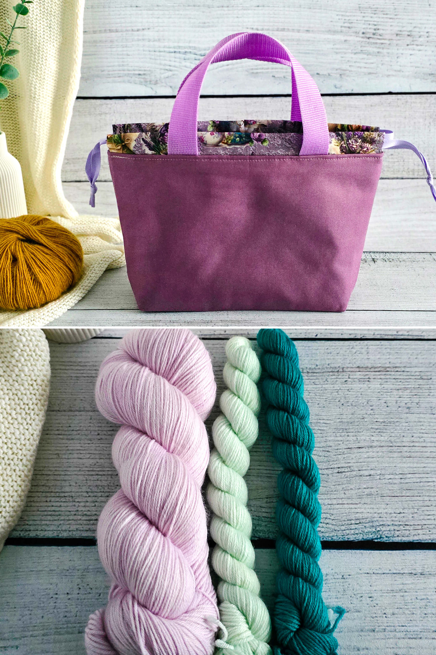 Alva Bag Beere mit Innenstoff Lavender Tea und Supersock-Set