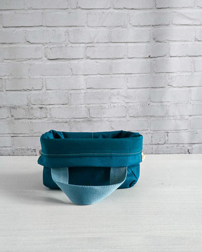 Canvas Projekttasche Alva S Teal handgenäht in Bayern von Nadelmikado