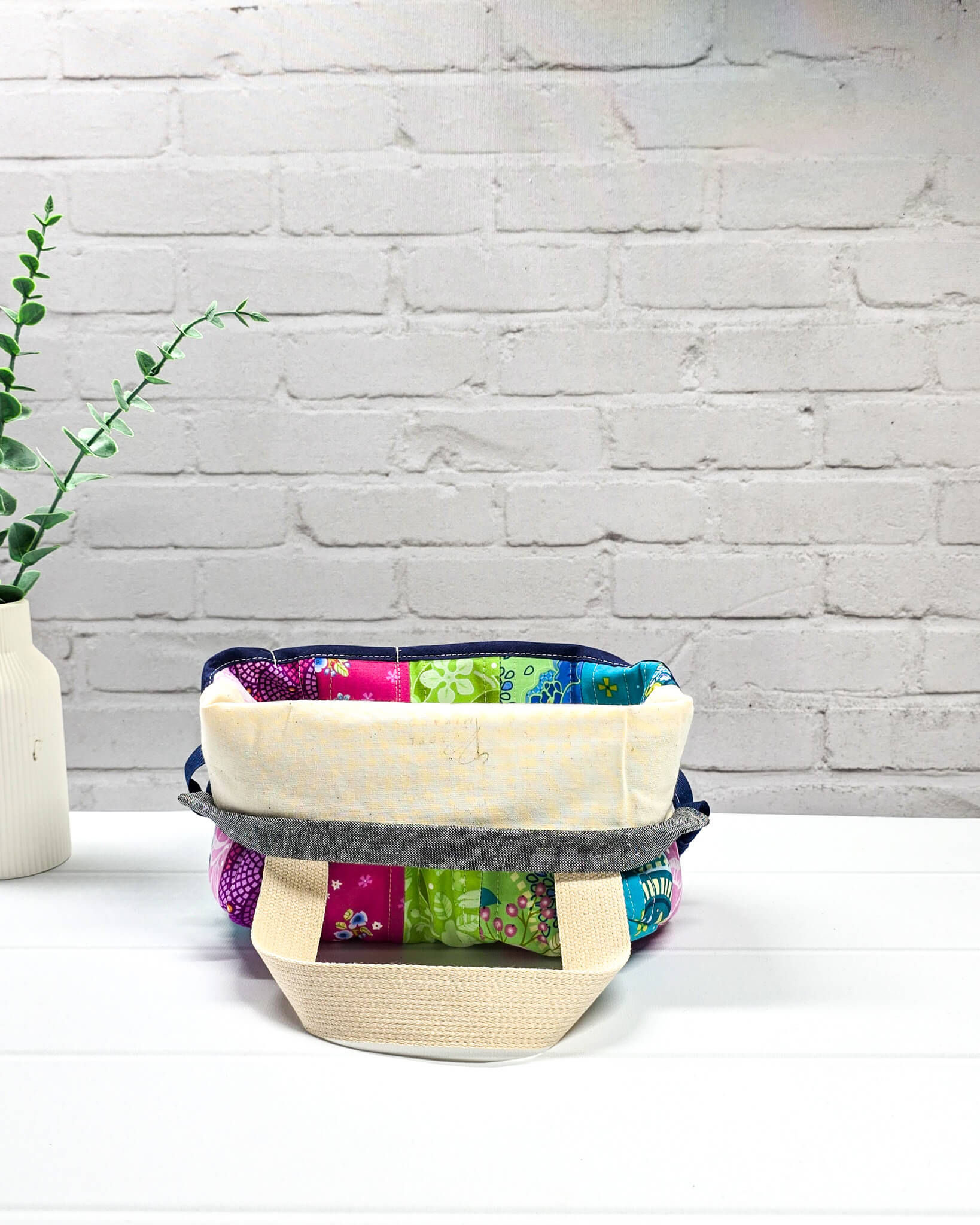 Alva S Projekttasche Patchwork Blumen Nadelmikado - handgenäht in Bayern 