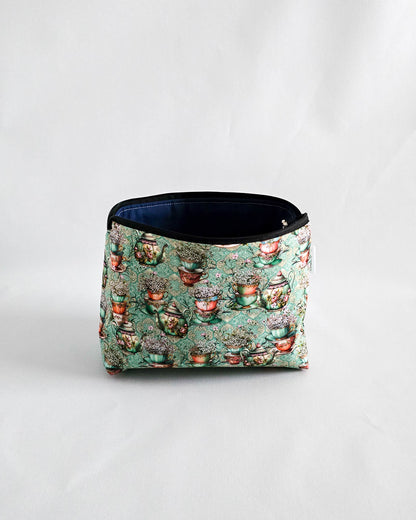 Isvind Bag Mint Tea Cups – Projekttasche Canvas Nadelmikado - handgenäht in Bayern