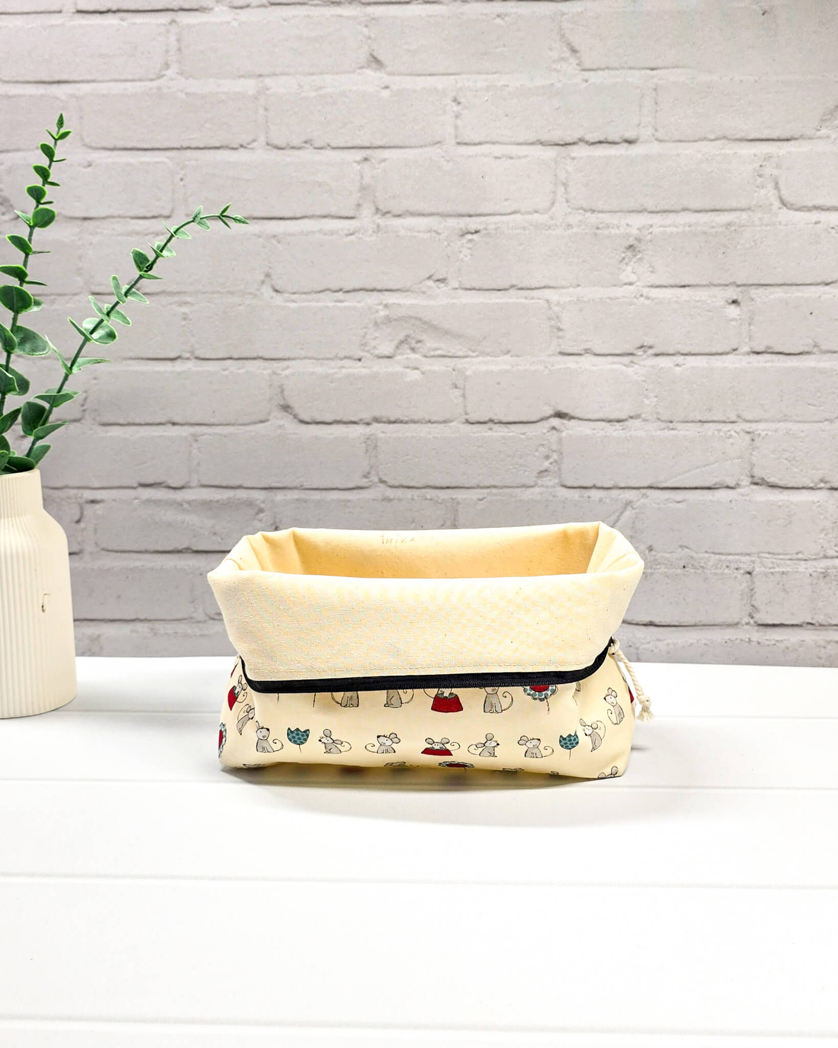 Projekttasche für Sockenprojekt mit Mäuse Design