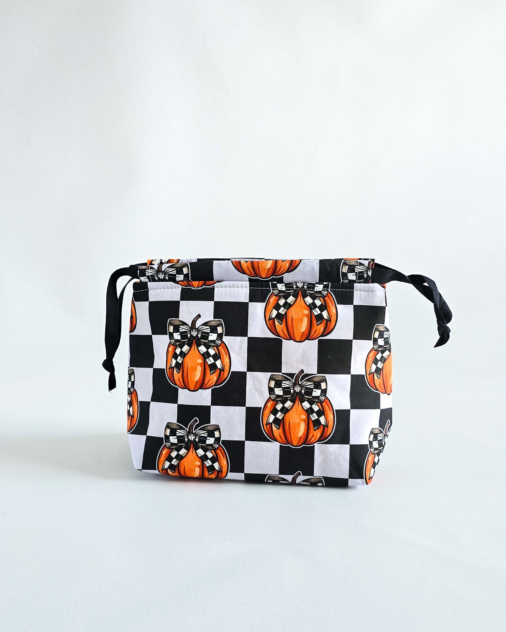Lyra Projekttasche Halloween-Edition mit Kürbis-Motiv, Sock Bag für 100 g Garn