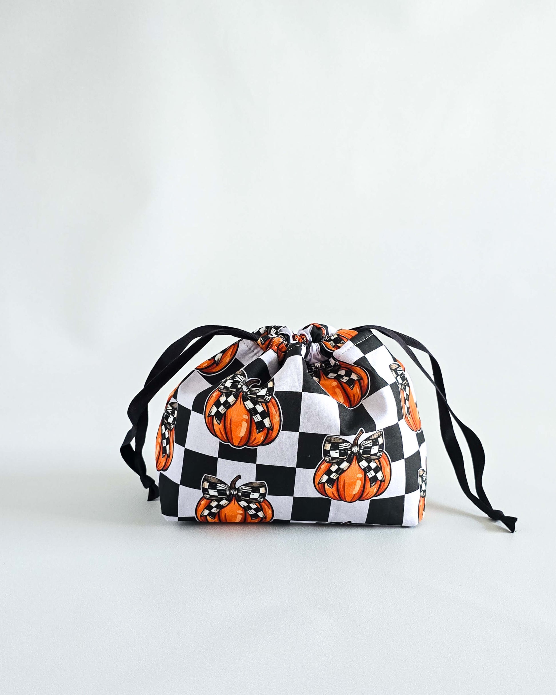 Lyra Projekttasche Halloween-Edition mit Kürbis-Motiv, Sock Bag für 100 g Garn